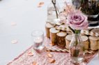 pink rose sequin table runner wedding table instagram footer image